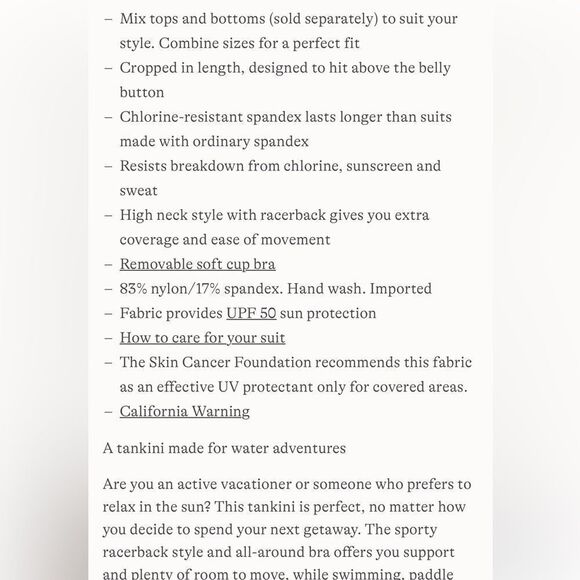 Land's End Tankini top Racer Back High Neck Midkini black egret polkadot Var - Picture 9 of 9